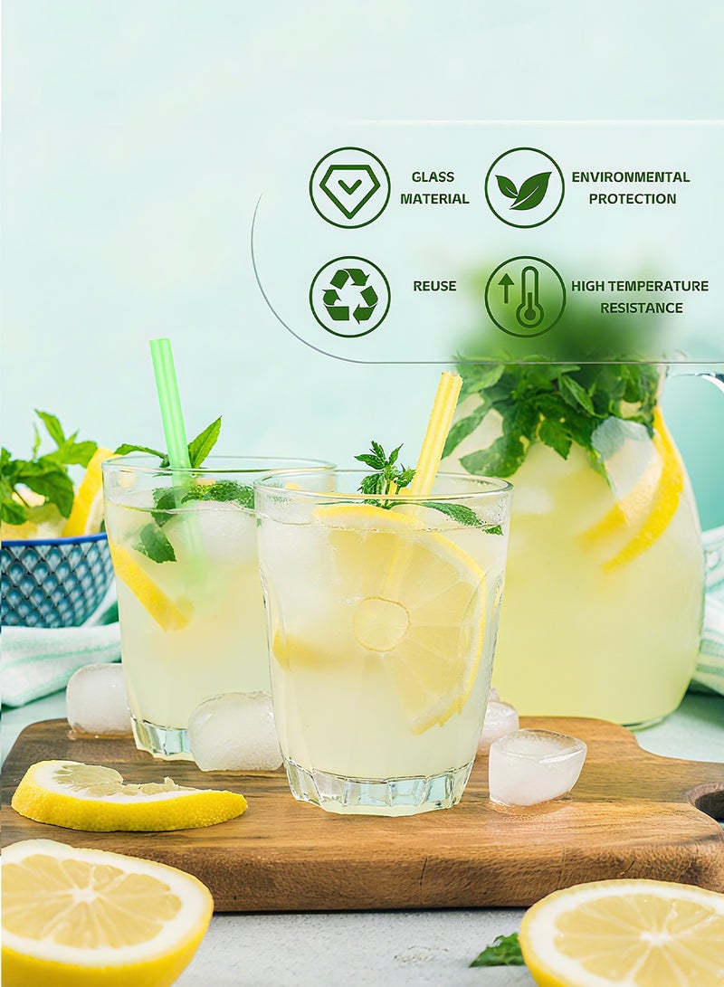 هيروكس 8 قطع من مصاصات الزجاج الملونة، مقاومة للكسر وآمنة للاستخدام في غسالة الأطباق، مصاصات قابلة لإعادة الاستخدام مع فرشاة، للعصائر والمشروبات الساخنة والباردة والقهوة (4 بوصة) - Image 4