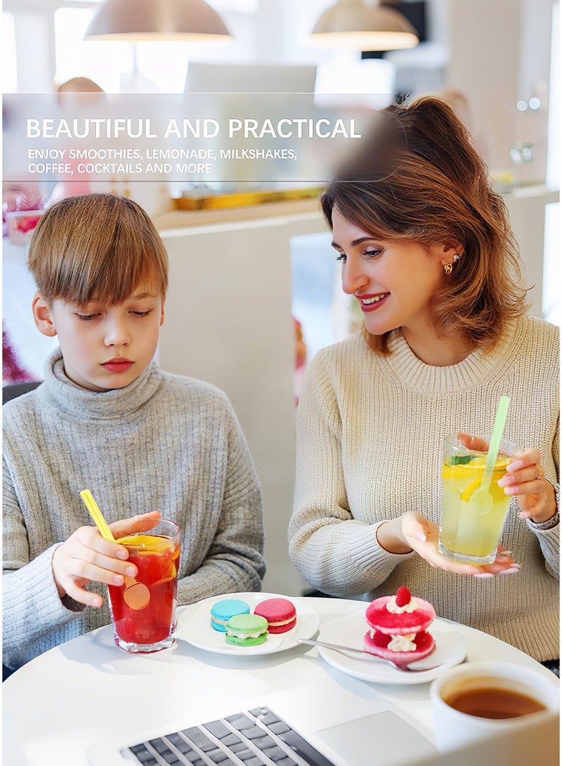 هيروكس 8 قطع من مصاصات الزجاج الملونة، مقاومة للكسر وآمنة للاستخدام في غسالة الأطباق، مصاصات قابلة لإعادة الاستخدام مع فرشاة، للعصائر والمشروبات الساخنة والباردة والقهوة (4 بوصة) - Image 5