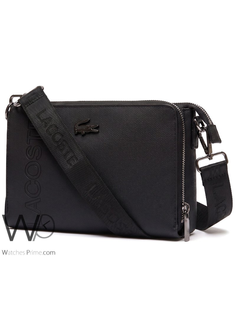 Lacoste Black Piqué Textured Crossbody Bag and Tech Clutch - Image 2