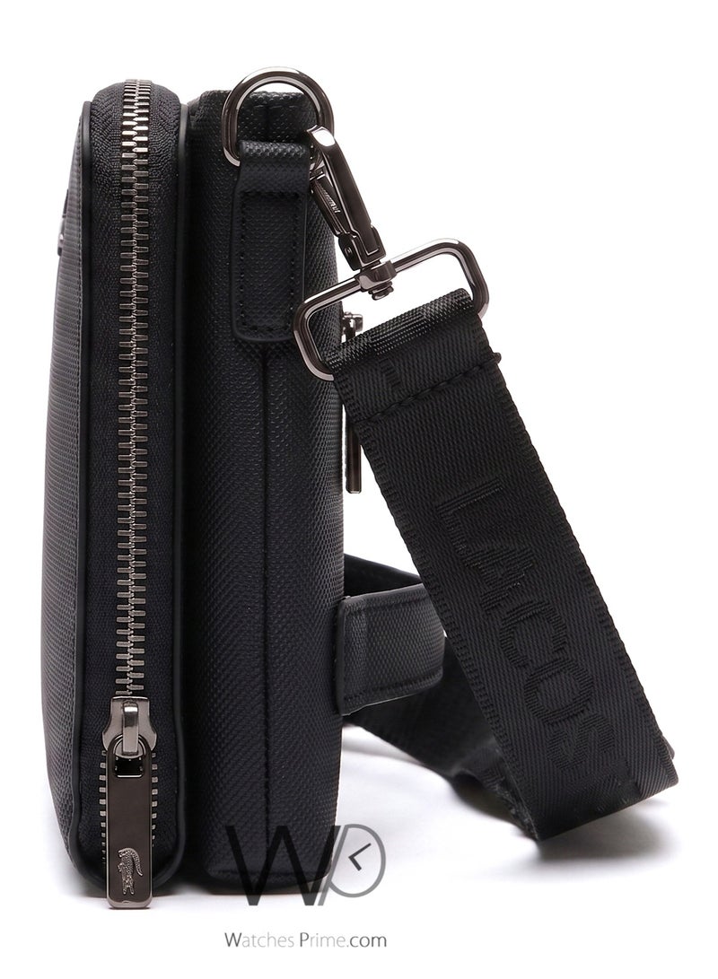 Lacoste Black Piqué Textured Crossbody Bag and Tech Clutch - Image 4