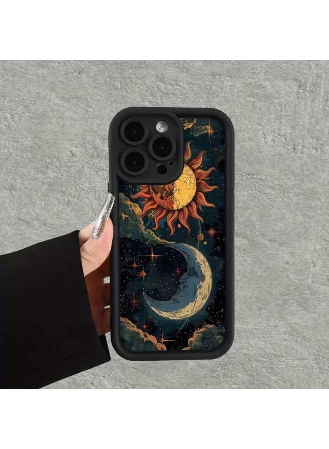 تيمو غطاء هاتف بتصميم الشمس والقمر، غطاء هاتف جديد بتصميم سلم عين السماء، ممتع وبسيط وعصري لأسلوب شخصي للرجال والنساء، مناسب لغطاء هاتف آيفون 15 برو - Image 2