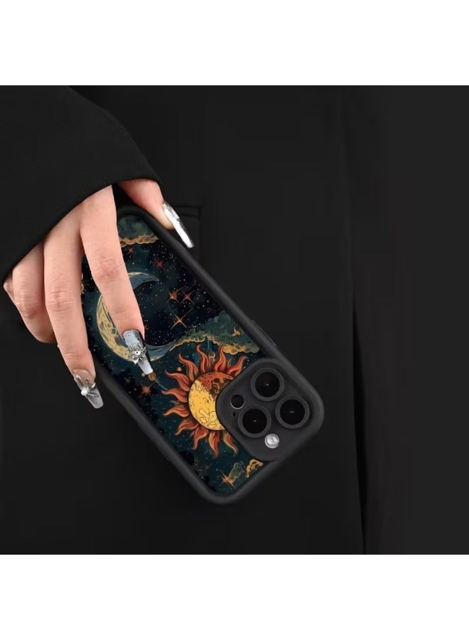 تيمو غطاء هاتف بتصميم الشمس والقمر، غطاء هاتف جديد بتصميم سلم عين السماء، ممتع وبسيط وعصري لأسلوب شخصي للرجال والنساء، مناسب لغطاء هاتف آيفون 15 برو - Image 3