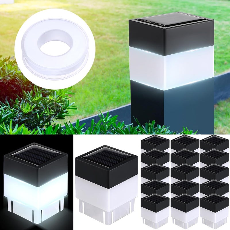 Tujoe 20 Pack Solar Fence Post Cap Lights 2 x 2 Inches Solar Fence Post Caps Lights for Garden, Street, Gazebos, Street Wall(White) - Image 1