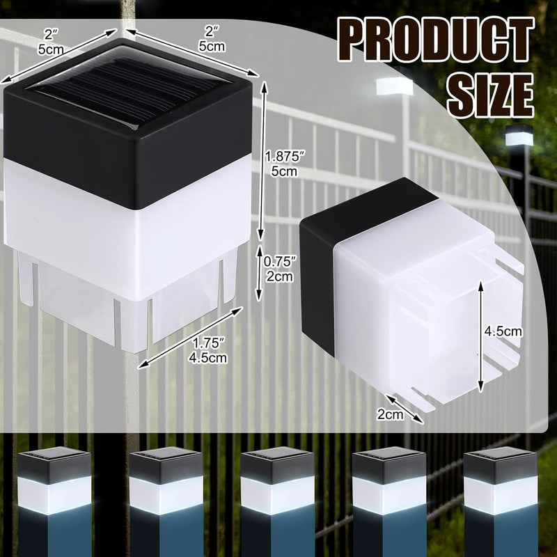 Tujoe 20 Pack Solar Fence Post Cap Lights 2 x 2 Inches Solar Fence Post Caps Lights for Garden, Street, Gazebos, Street Wall(White) - Image 2