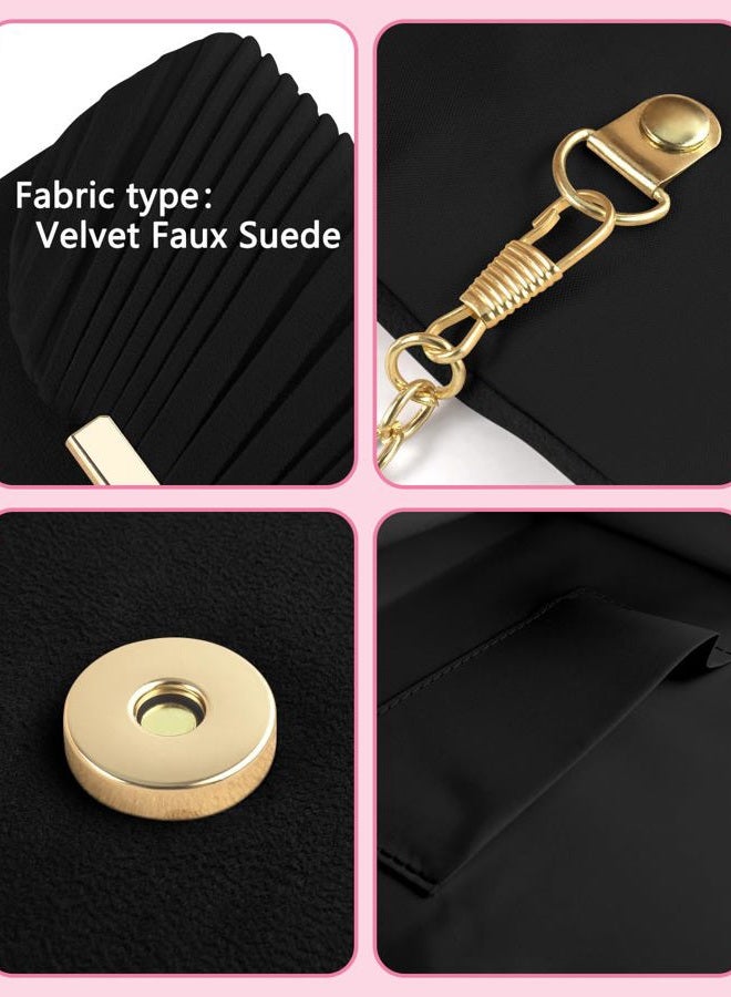 TINDTOP Clutch Purses for Women Evening Handbags for Formal Wedding Party Cocktail Prom Crossbody Shoulder Envelope Bag, B-black, Medium - Image 5