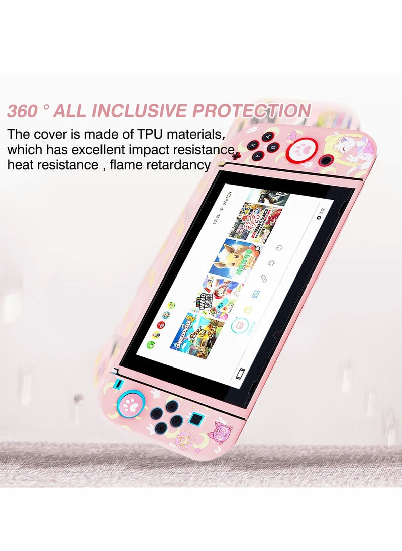 KASTWAVE - Protective Case for Nintendo Switch Cute Soft Slim Grip Cover Shell for Console and Joy Con with Screen Protector Thumb Grips Anti Scratch - Image 1
