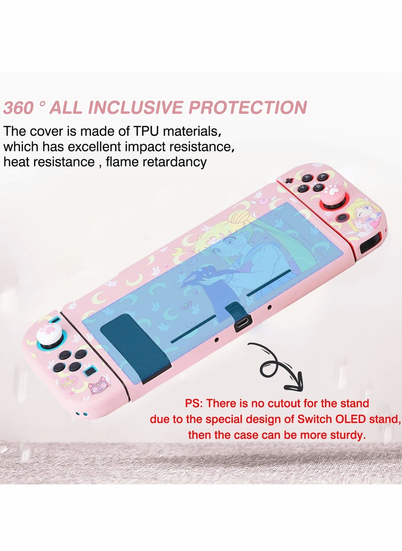 KASTWAVE - Protective Case for Nintendo Switch Cute Soft Slim Grip Cover Shell for Console and Joy Con with Screen Protector Thumb Grips Anti Scratch - Image 1