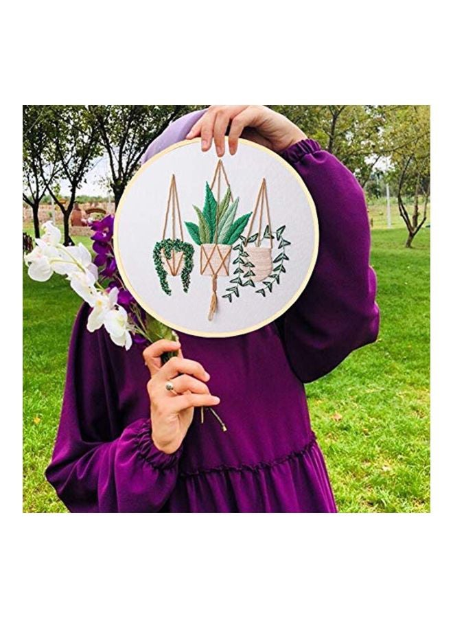 KISSBUTY Full Range of Embroidery Starter Kit with Pattern, Cross Stitch Kit Including Embroidery Fabric with Plant Pattern, Bamboo Embroidery Hoop, Color Threads and Tools Kit (Epipremnum Aureum) - Image 5