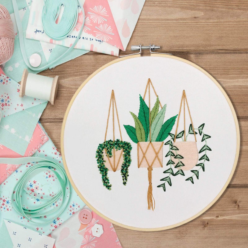 KISSBUTY Full Range of Embroidery Starter Kit with Pattern, Cross Stitch Kit Including Embroidery Fabric with Plant Pattern, Bamboo Embroidery Hoop, Color Threads and Tools Kit (Epipremnum Aureum) - Image 4