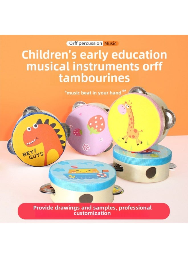 Generic - Orff Percussion Instrument Xinjiang Dance Kindergarten Teaching Aids Hand Clap 4 Inch Tambourine Children's Toys 10cm Drum-Color:10cm Bear - Image 1