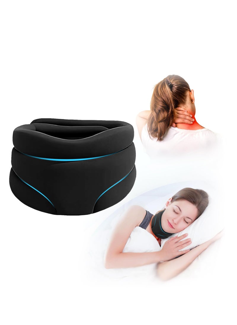 Excefore Cervicorrect Neck Brace, Neck Braces for Neck Pain and Support, Anti Snore, Cervical Collar Neck Brace for Sleeping Soft Foam, Neck Support Keep Vertebrae Stable Relief Neck Pain, Black  - Image 1