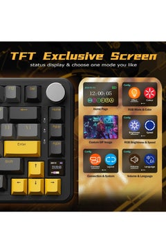 هجوم القرش لوحة مفاتيح ميكانيكية لاسلكية ATTACK SHARK X85PRO مع شاشة TFT ومقبض، لوحة مفاتيح ألعاب QMK 75% مع حشية، سلكية 2.4G/BT/USB-C، قابلة للتبديل السريع، 4000 مللي أمبير/ساعة، NKRO، RGB، كمبيوتر شخصي/ماك  - Image 4