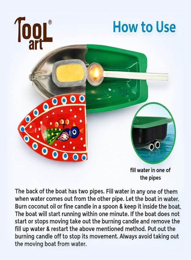 TOOLART Hand Painted Classic Steam Powered Tin Metal Pop Pop Boat, Putt Putt Water Toy, Vintage Design Mechanical Boat, Multicolor (rg_steam_Boat_RD) - Image 4