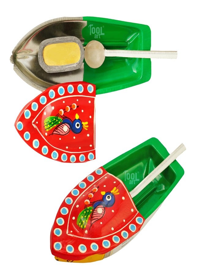 TOOLART Hand Painted Classic Steam Powered Tin Metal Pop Pop Boat, Putt Putt Water Toy, Vintage Design Mechanical Boat, Multicolor (rg_steam_Boat_RD) - Image 1