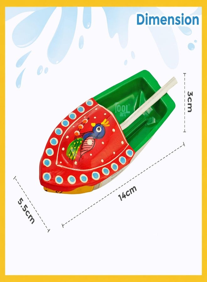 TOOLART Hand Painted Classic Steam Powered Tin Metal Pop Pop Boat, Putt Putt Water Toy, Vintage Design Mechanical Boat, Multicolor (rg_steam_Boat_RD) - Image 2