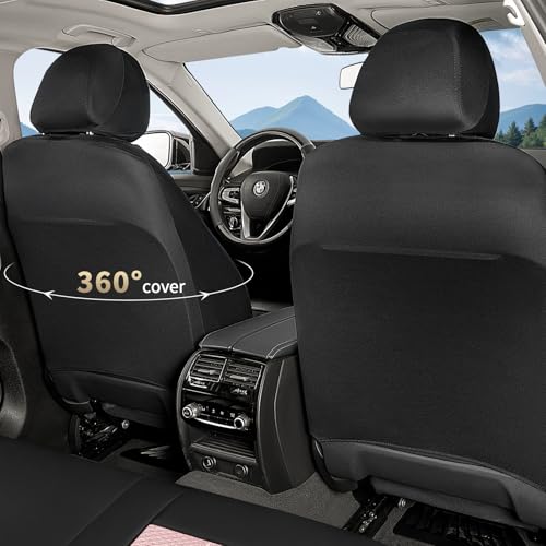 FLORICH Pink Car Seat Covers Full Set Leather Mesh Front and Rear Seat Cover Automotive Seat Cushion 5-Seat Driver Seat Covers Protector Universal Fit for Most Car SUV Sedan Truck, Black&Pink - Image 3