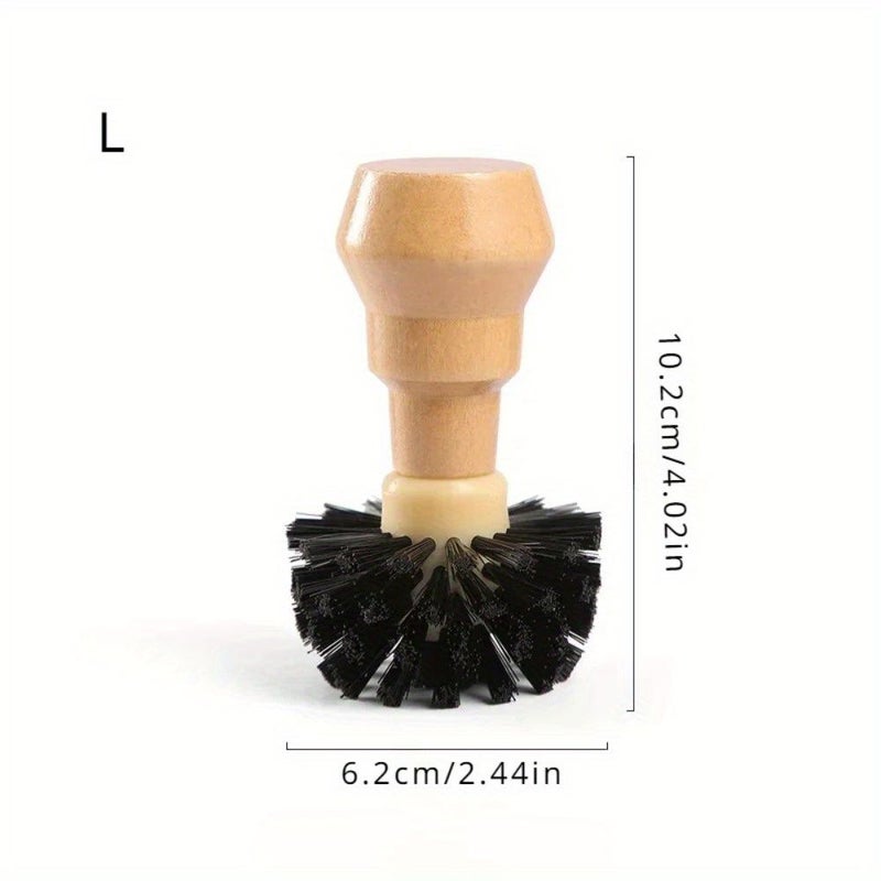 1pc Double Sided Barista Espresso Coffee Tamper Cleaning Brush With Wooden Handle Size L - Image 4