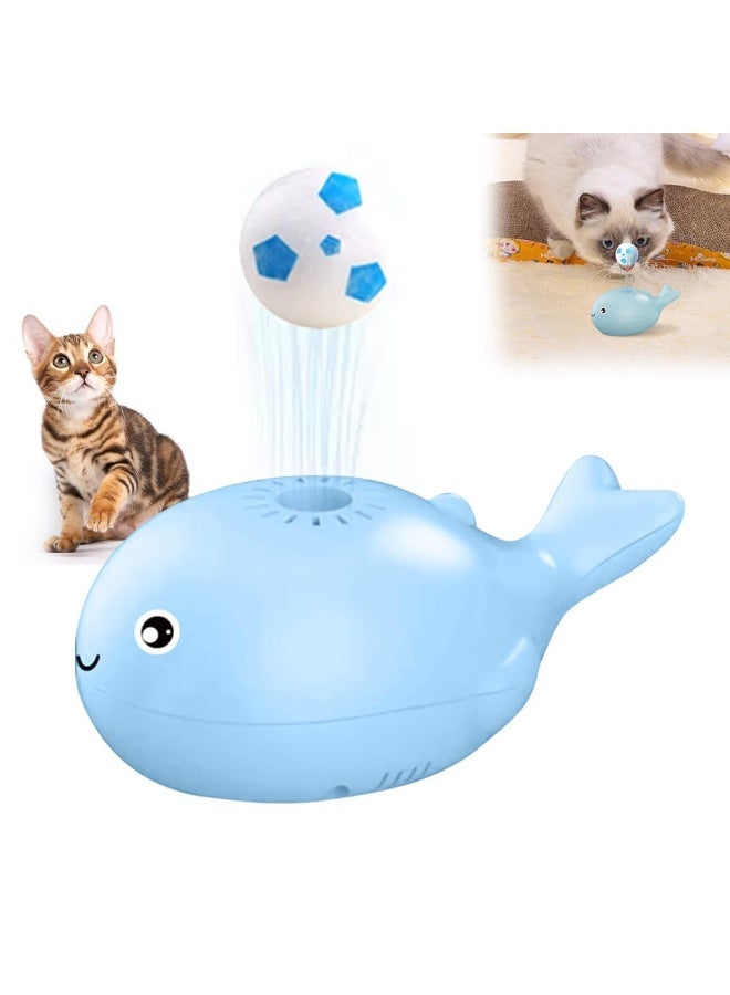 كرة ألعاب قطط عائمة مطورة على شكل حوت - كرة قدم كهربائية تفاعلية متحركة للقطط المنزلية، لعبة تمارين آلية تعمل بالبطارية للحيوانات الأليفة، لون أزرق - Image 1