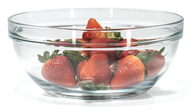 Red Co 42 Quart Fully Tempered Clear Glass Mixing and Prepping Bowl with Safety Rim Large
