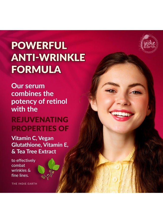 The Indie Earth Retinol 2.5% Deep Wrinkle Repair Serum With Vitamin C Serum, Vegan Glutathione, Vitamin E & Tea Tree Extract Anti-Wrinkle Serum, Best Retinol Serum 30Ml | 1 Fl.Oz  - Image 2