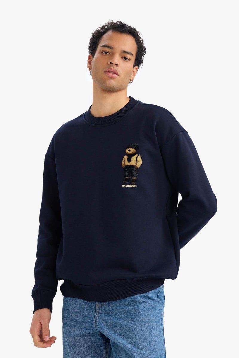 DeFacto Boxy Fit Crew Neck Bear Print Sweatshirt - Image 3