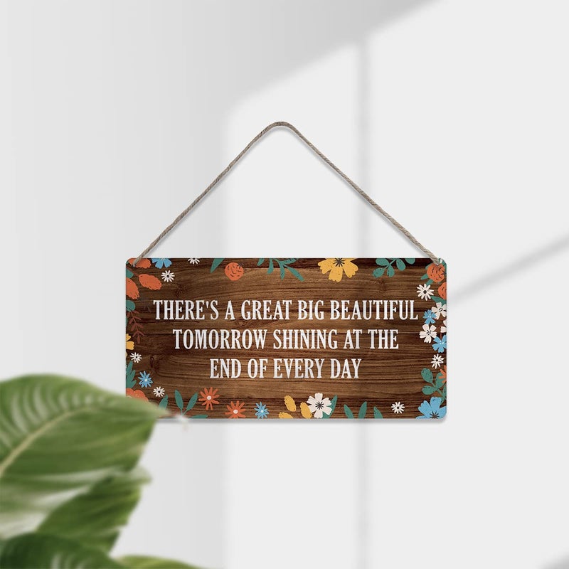 MIGUMUTU Country Style Wall Decor There's a Great Big Beautiful Tomorrow Wooden Signs Rustic Hanging Wall Plaque Sign Home Decor Present - Image 3