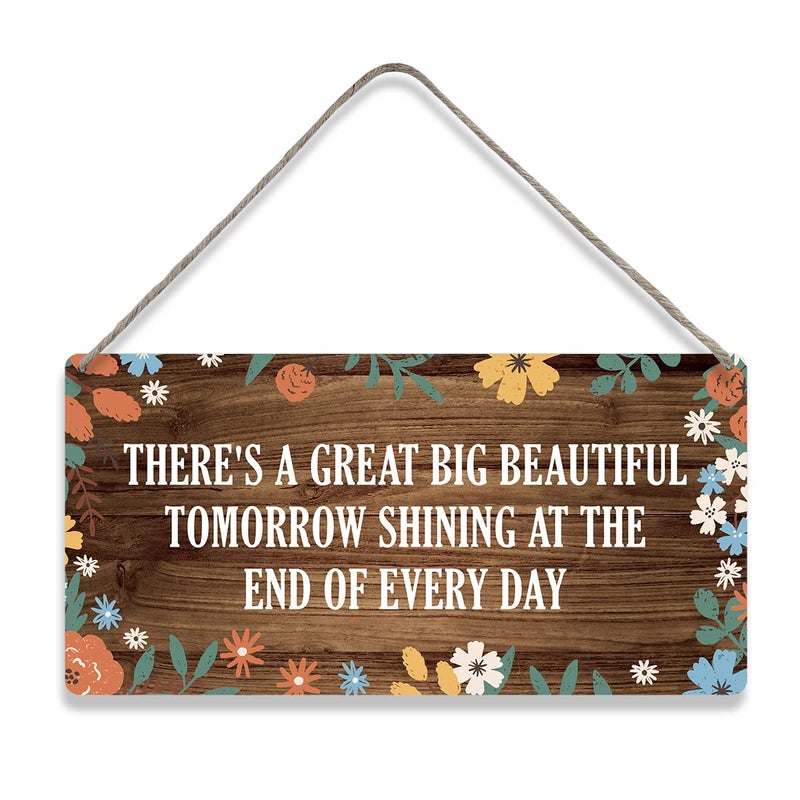MIGUMUTU Country Style Wall Decor There's a Great Big Beautiful Tomorrow Wooden Signs Rustic Hanging Wall Plaque Sign Home Decor Present - Image 1