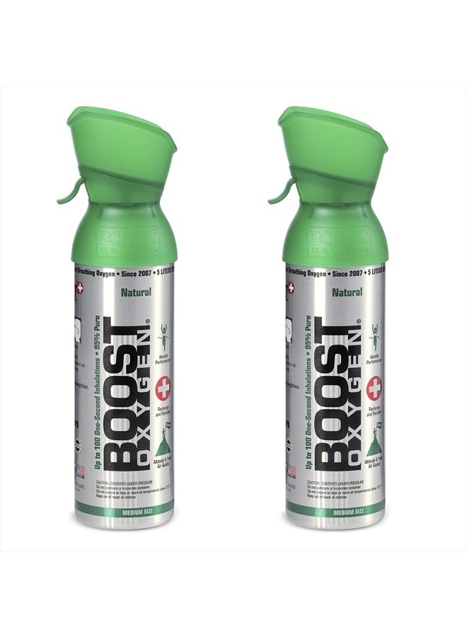 BOOST OXYGEN Medium Natural Aroma 5 Liter Canister | Respiratory Support for Aerobic Recovery, Altitude, Performance and Health (2 Pack) - Image 1