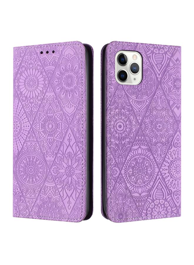 S-TOP Case For iPhone 12 / 12 Pro Ethnic Embossed Adsorption Leather Phone Case - Image 1