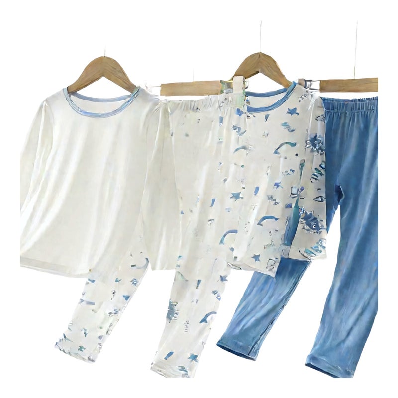 Boys Modal Pajama Set Short Sleeve Summer Cartoon Kids Homewear Suit - Image 1