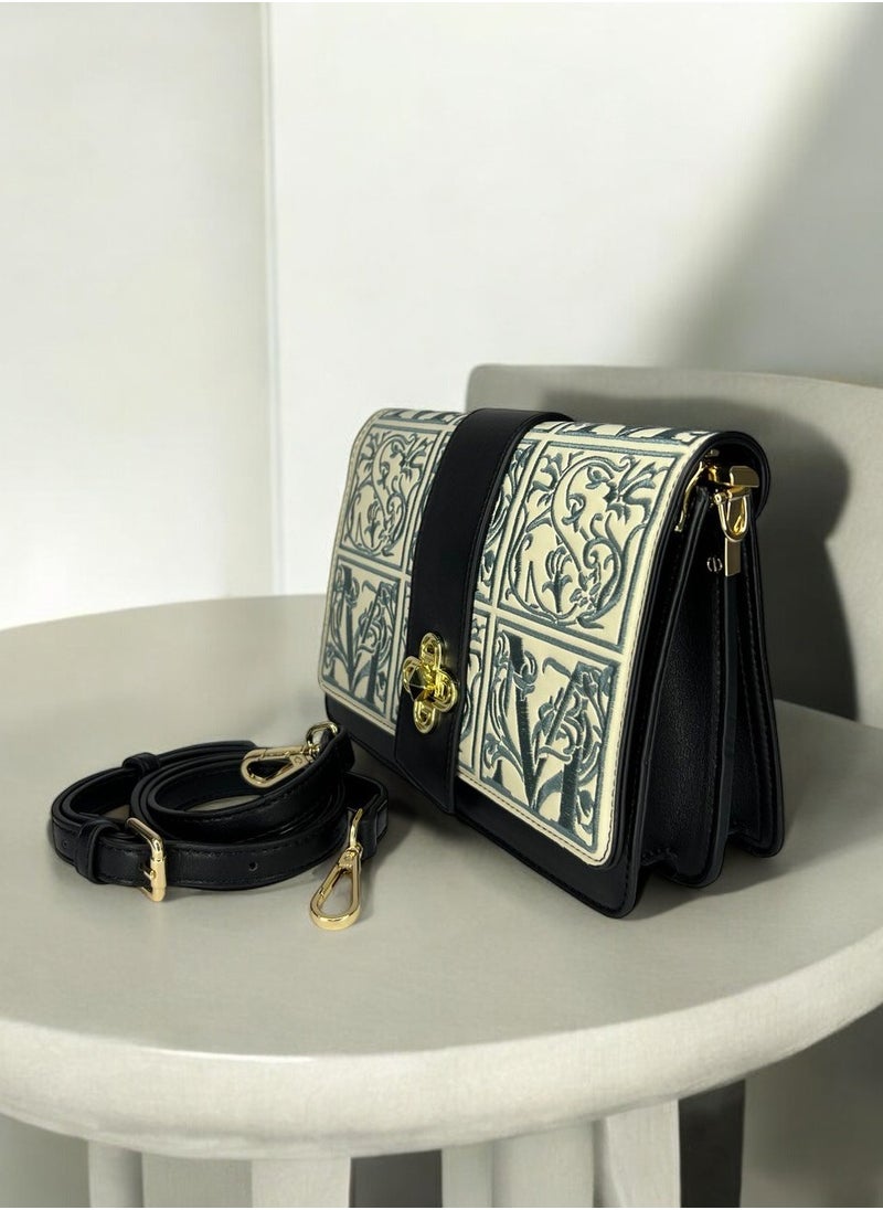 Black and White Embroidered Handbag - pzsku/Z8777C08EB72B86D6939DZ/45/_/1726759318/8954382e-5388-4e56-9433-0708de4a26bb