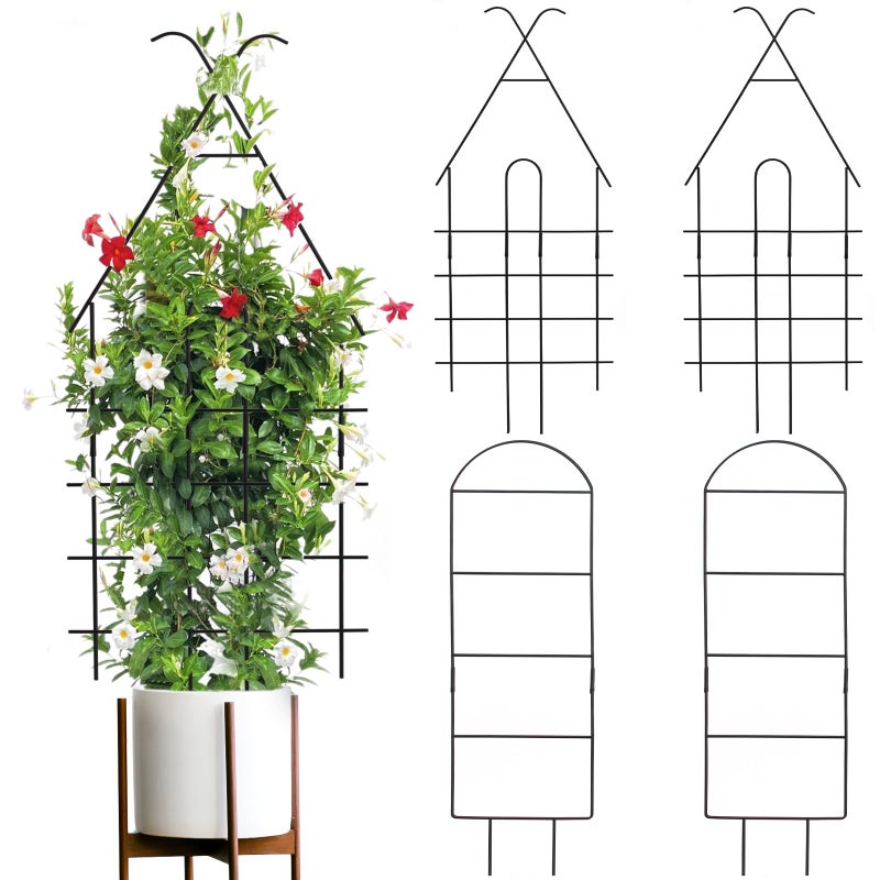 ZOUTOG Trellis for Climbing Plants Indoor 4 Pack 30 InchRustproof Metal Garden Trellis for Potted PlantsHouseplant Support Indoor Outdoor for Ivy Pothos Monstera Hoya Flower VinesHouse Shape - Image 2
