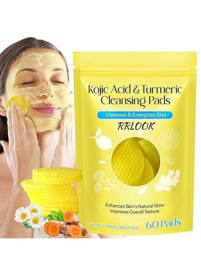 RUNMAY Turmeric & Kojic Acid Face Cleansing Pads for Dark Spots, Skin Brightening & Acne Prevention | Vitamin C, Retinol & Chamomile Hydrolat | For Women & Men | All Skin Type | 60 Pieces Pack of 1 - Image 1