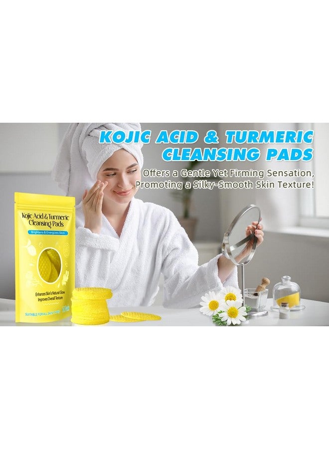 RUNMAY Turmeric & Kojic Acid Face Cleansing Pads for Dark Spots, Skin Brightening & Acne Prevention | Vitamin C, Retinol & Chamomile Hydrolat | For Women & Men | All Skin Type | 60 Pieces Pack of 1 - Image 2