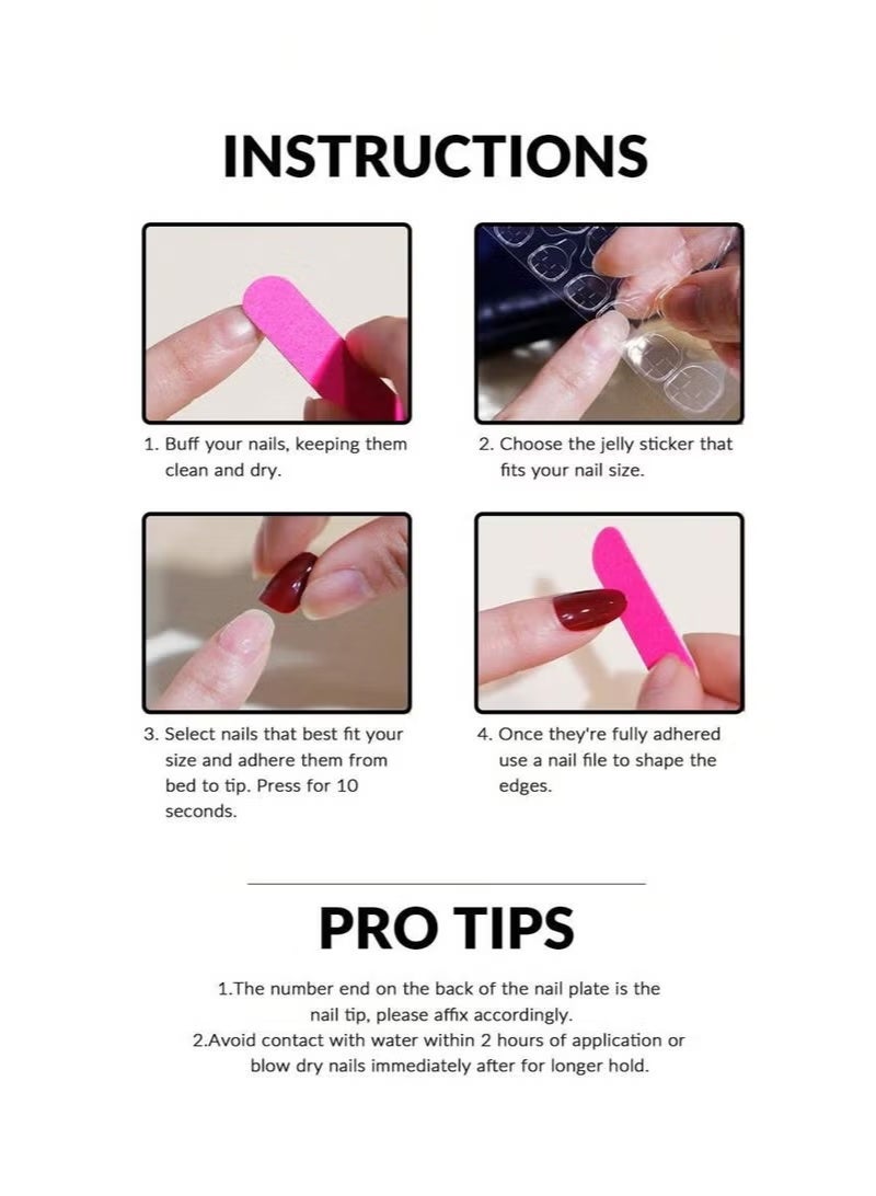 Cute Cat & Strawberry Press On Nails - 24pcs Medium Almond Red & Pink False Nails, Kawaii Cartoon Fake Nails for Women - Image 5