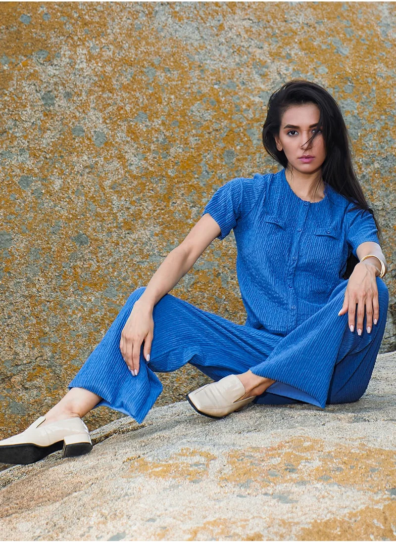 PINACOLADA Women's Royal Blue Creased Co-Ord Set