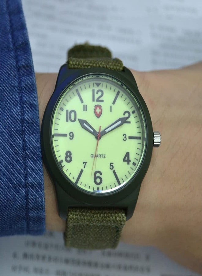 Gosasa Unisex Military Watches Sport Textile Nylon Strap Stylish Men Watch Luminous Fashion Watches Analog Display Quartz Waterproof Casual Wristwatch, G-Green Luminous, Casual - Image 2