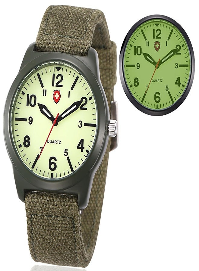 Gosasa Unisex Military Watches Sport Textile Nylon Strap Stylish Men Watch Luminous Fashion Watches Analog Display Quartz Waterproof Casual Wristwatch, G-Green Luminous, Casual - Image 1