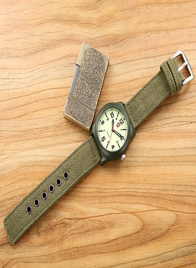 Gosasa Unisex Military Watches Sport Textile Nylon Strap Stylish Men Watch Luminous Fashion Watches Analog Display Quartz Waterproof Casual Wristwatch, G-Green Luminous, Casual - Image 5