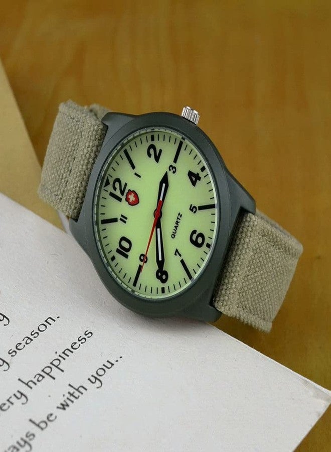 Gosasa Unisex Military Watches Sport Textile Nylon Strap Stylish Men Watch Luminous Fashion Watches Analog Display Quartz Waterproof Casual Wristwatch, G-Green Luminous, Casual - Image 3