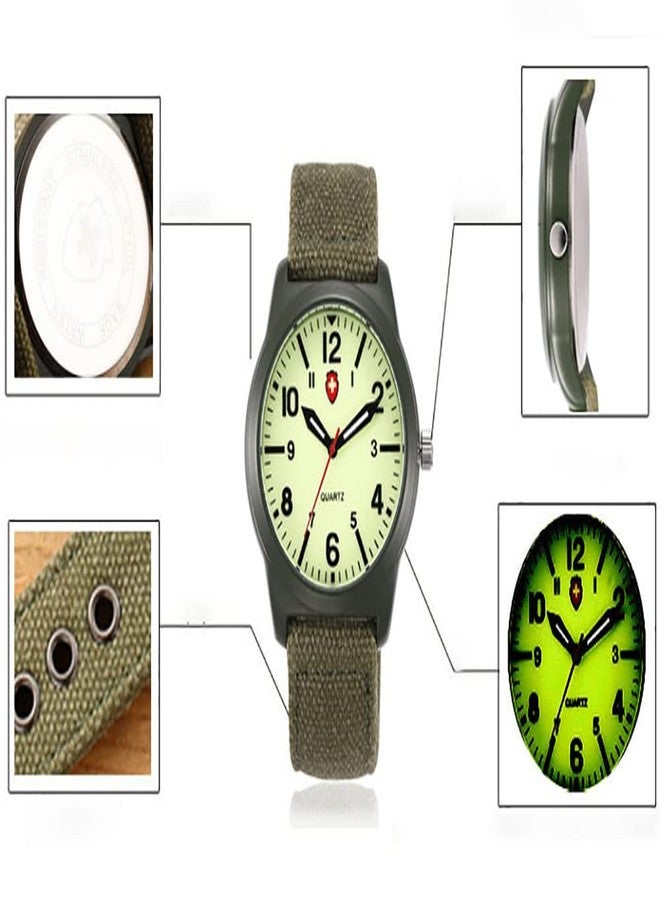 Gosasa Unisex Military Watches Sport Textile Nylon Strap Stylish Men Watch Luminous Fashion Watches Analog Display Quartz Waterproof Casual Wristwatch, G-Green Luminous, Casual - Image 4