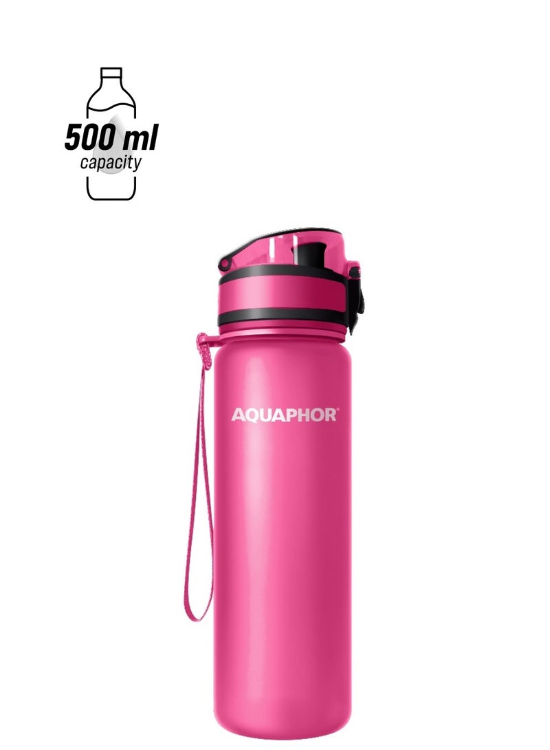 Aquaphor AQUAPHOR City Bottle 500ml, Travel Water Bottle with Activated Carbon Filter, Filters Chlorine & Impurities, Made of Tritan & BPA-Free, Stay Hydrated On the Go - Image 1