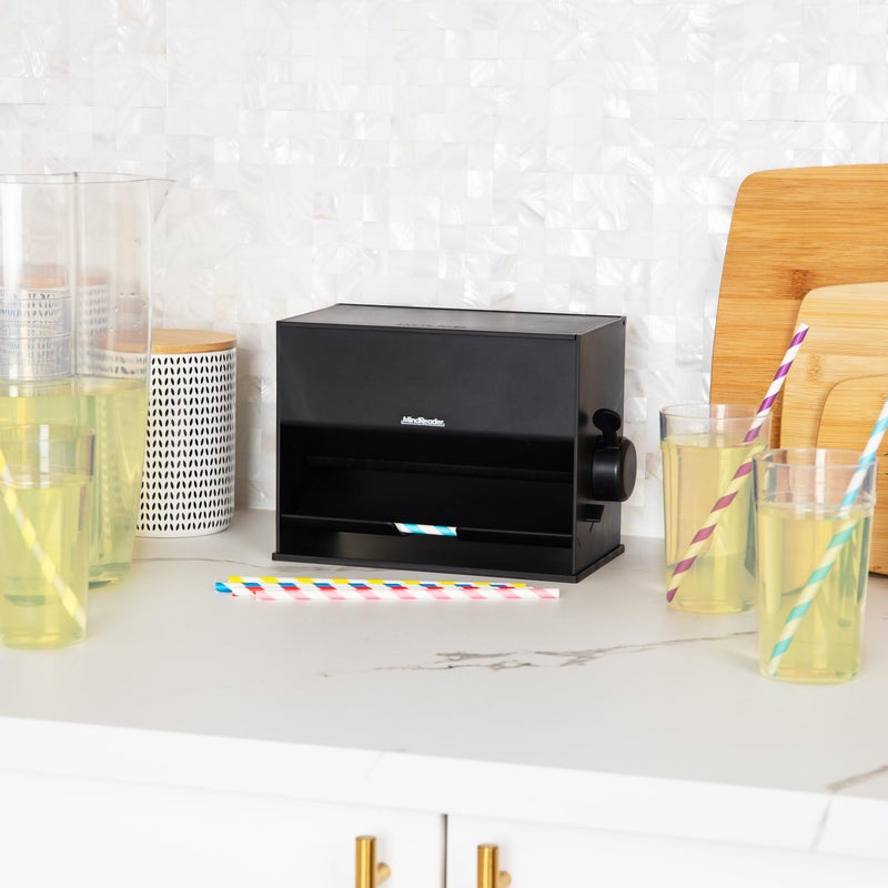 Mind Reader Straw Dispenser  Pencil Dispenser  Classroom Must Have  Restaurant Supply  Plastic  8.5"" L x 5"" W x 6.5"" H  Black - Image 2