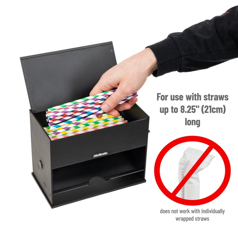 Mind Reader Straw Dispenser  Pencil Dispenser  Classroom Must Have  Restaurant Supply  Plastic  8.5"" L x 5"" W x 6.5"" H  Black - Image 4