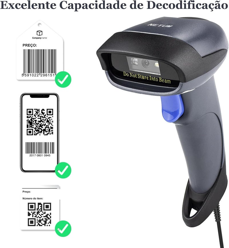 2D Barcode Scanner with Stand USB 2.0 Wired QR Code Imager Automatic Barcode Reader Handhold Scanner Gun with USB Cable for Laptops, Computers, Cashier, POS -M5S - Image 2