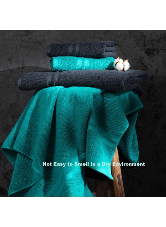 Hoyo Men's Cotton Face Towel Bath Towel Extra Large Thick Absorbent Hand Towel Emerald Green 40*80cm - Image 4