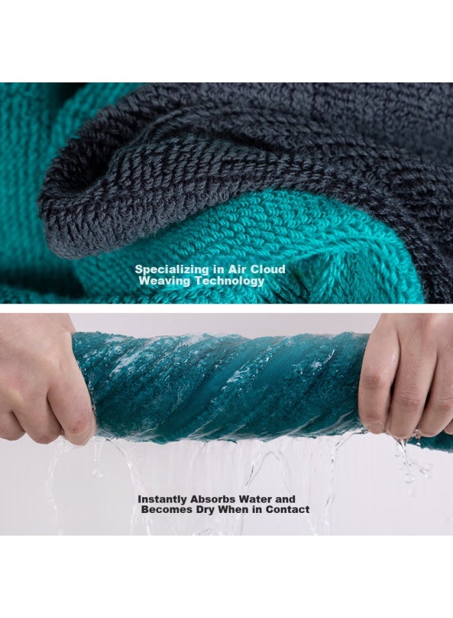 Hoyo Men's Cotton Face Towel Bath Towel Extra Large Thick Absorbent Hand Towel Emerald Green 40*80cm - Image 2
