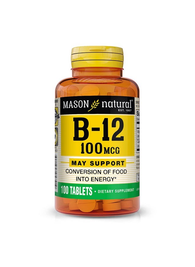Mason Natural - Vitamin B12 100 Mcg With Calcium Healthy Conversion Of Food Into Energy Supports Nerve Function And Health 100 Tablets - Image 1