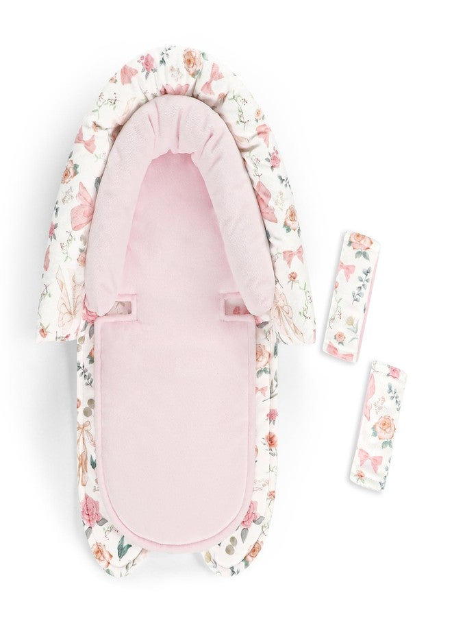 GFU Baby Car Seat Head Support for Newborn, GFU 2 in 1 Infant Car Seat Head Body Support with Strap Pads, Soft Stroller Cushion Pillow Insert for Girls, Fits for Stroller, Swing, Pink Floral - Image 1