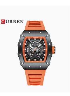 CURREN New Square Luminous Watches for Men Sport Casual Silicone Bracelet Hollow Auto Date Dial Wristwatches 8438 Quartz Watch